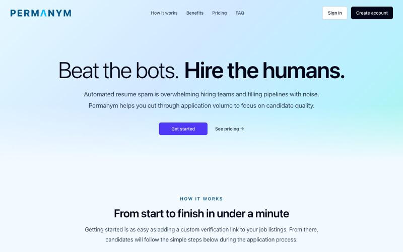 Permanym: Beat the bots. Hire the humans. — screenshot