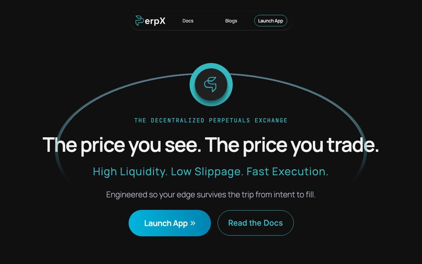 PerpX | Decentralized Perpetual Exchange — screenshot