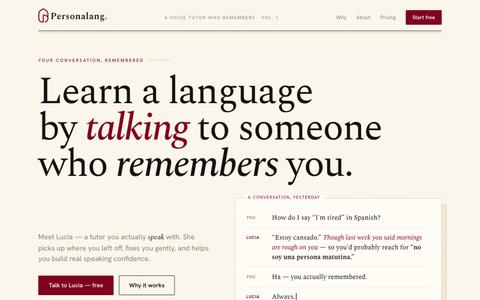 Personalang — Learn a language by talking to someone who remembers you — screenshot