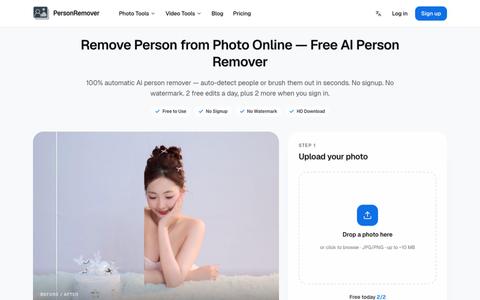 Remove Person from Photo Online — Free AI Person Remover — screenshot