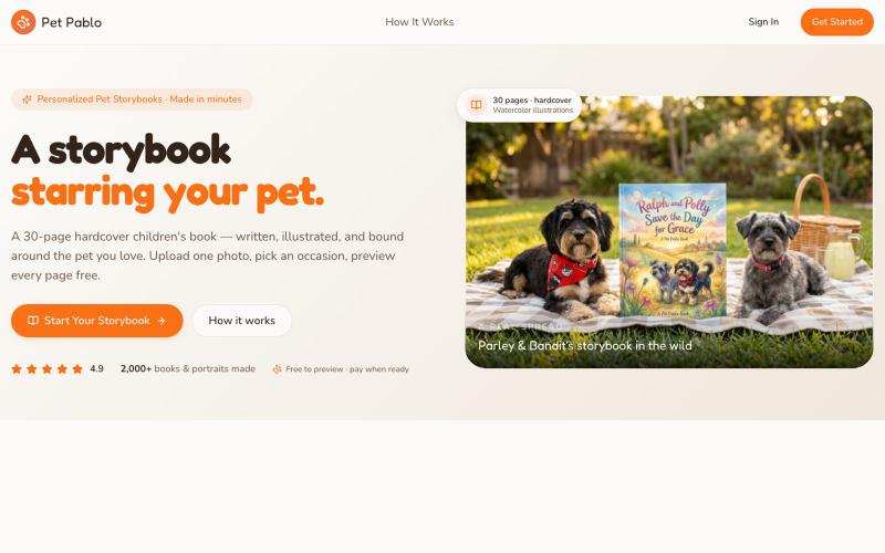 Pet Pablo — Custom Pet Stories & Portraits — screenshot