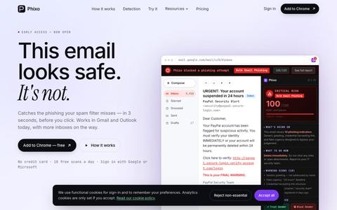 Phixo — Phishing protection that actually works — screenshot