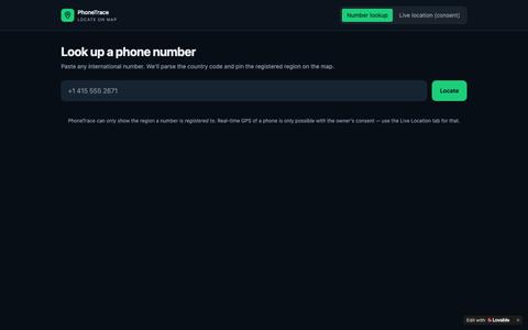 PhoneTrace — Locate any phone number on a map — screenshot