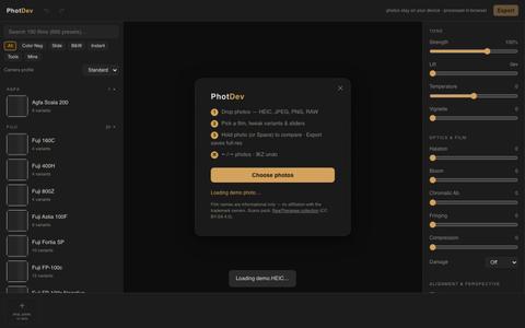 PhotDev — Analog film presets for iPhone photos — screenshot