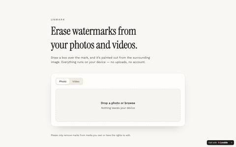Unmark — Erase Watermarks from Photos & Videos — screenshot