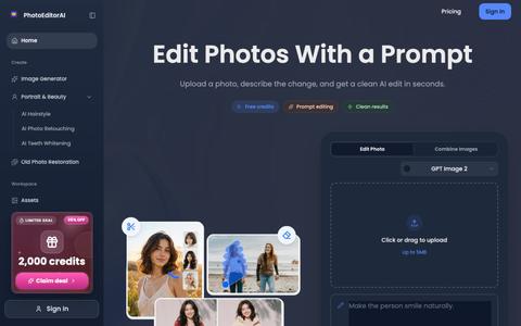 Free AI Photo Editor Online - PhotoEditorAI — screenshot