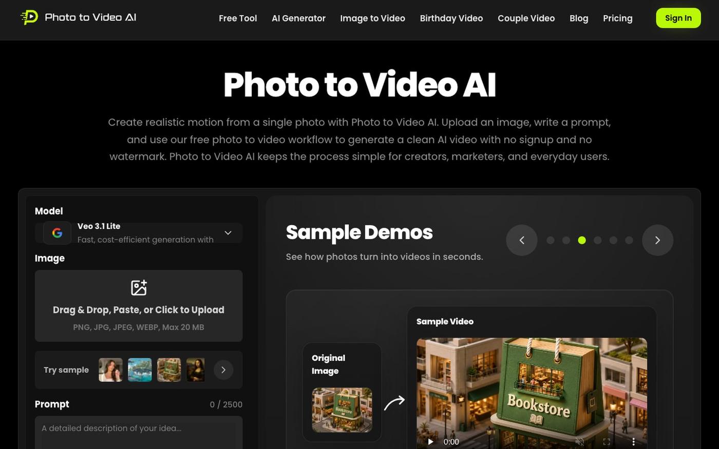 Photo to Video AI — Free AI Photo to Video Generator Online — screenshot