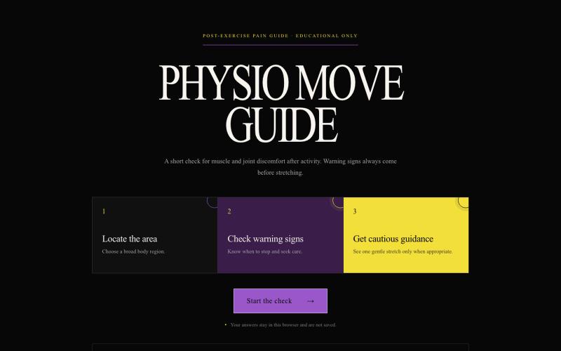Physio Move Guide — Post-Exercise Pain & Stretching — screenshot