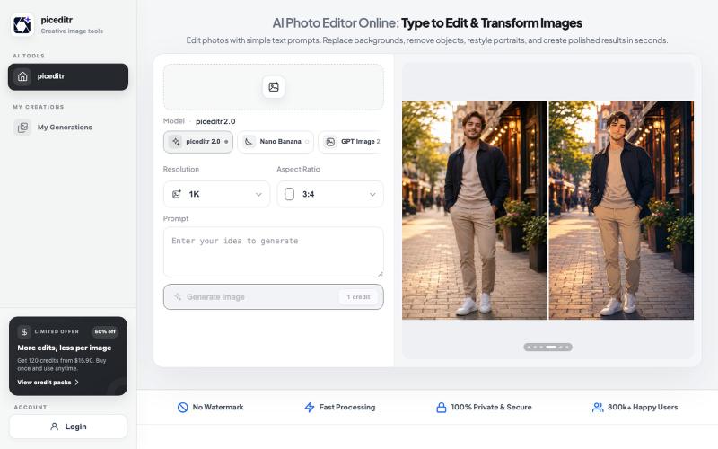 Free AI Photo Editor Online - Type to Edit & Transform Images — screenshot