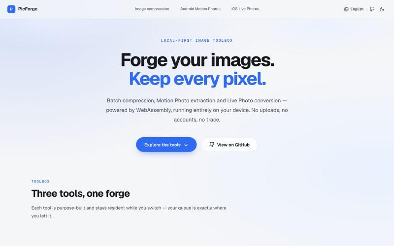 PicForge - Privacy-First Image Compressor & Live Photo Toolbox — screenshot