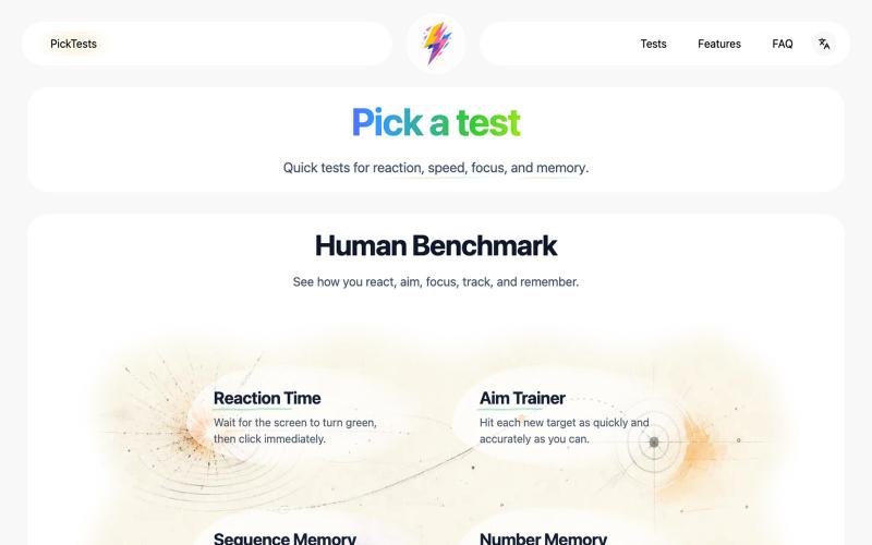 Pick a Test – Free Online Tests — screenshot