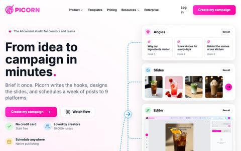 Picorn — From idea to campaign in minutes — screenshot