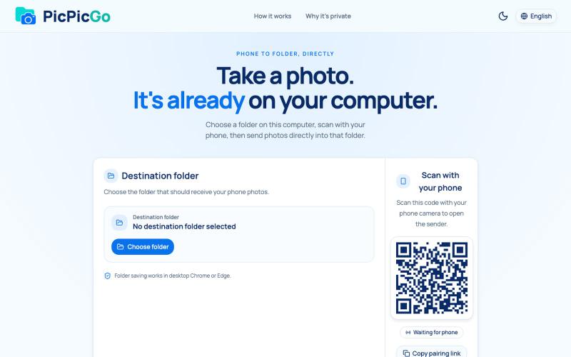 PicPicGo — Phone photos, straight to your computer — screenshot