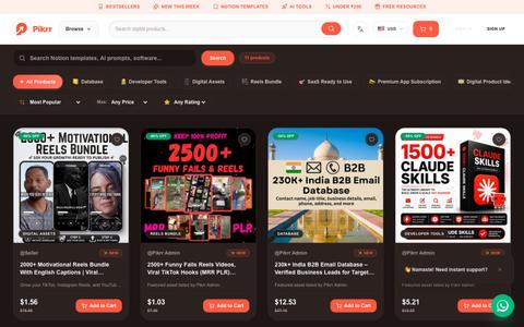 Browse Digital Products — Notion Templates, AI Tools & More | Pikrr | Pikrr — screenshot