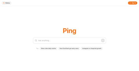 Ping — The Quote-First AI Search Engine — screenshot