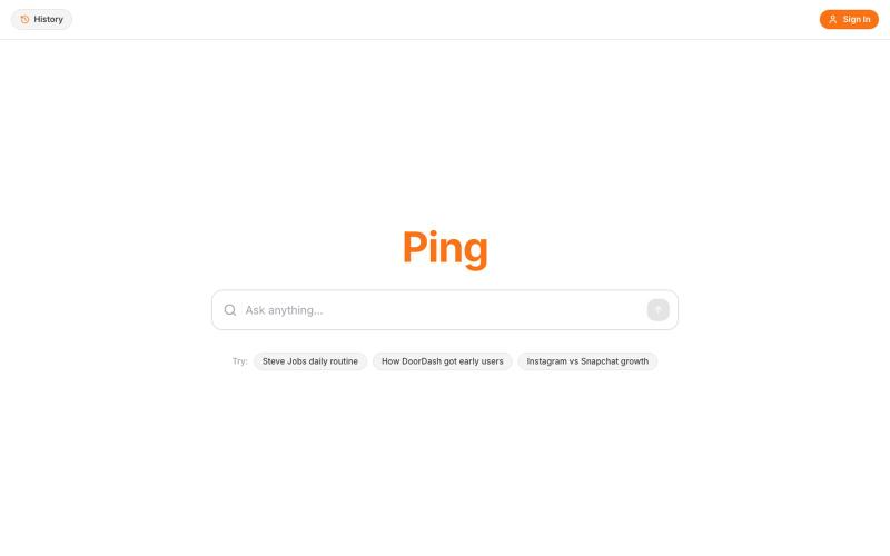 Ping — The Quote-First AI Search Engine — screenshot