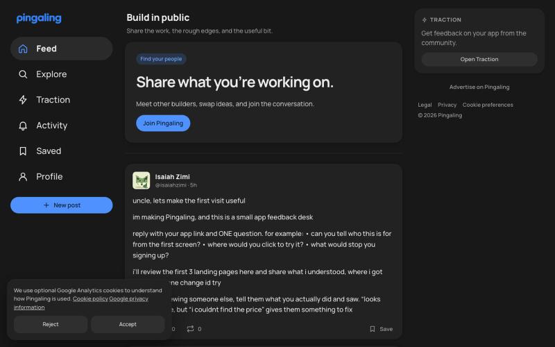 Build in public — screenshot