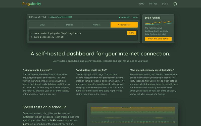 Pingularity - Self-Hosted Internet Connection Monitor — screenshot
