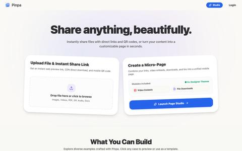 Pinpa - One-Click File to Web Page & Link Sharing | Pinpa — screenshot