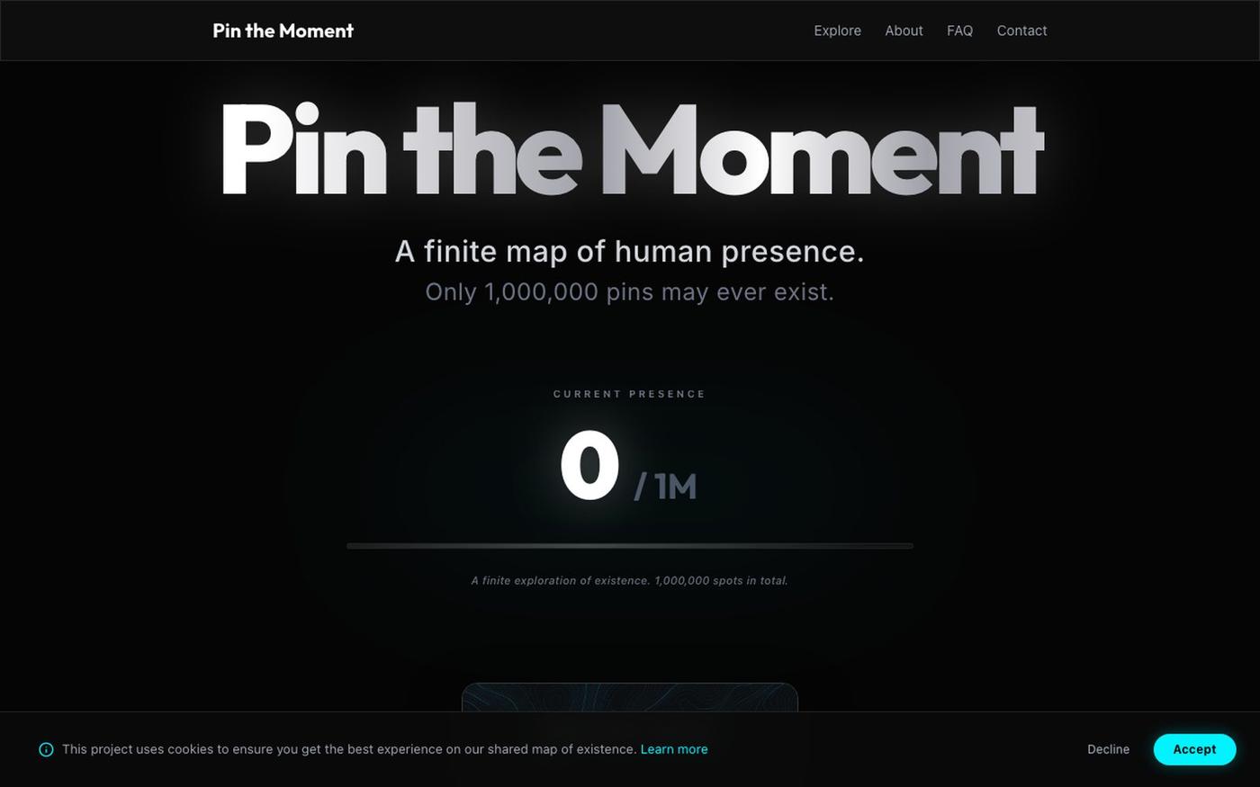 Pin the Moment — A Finite Map of Human Presence — screenshot