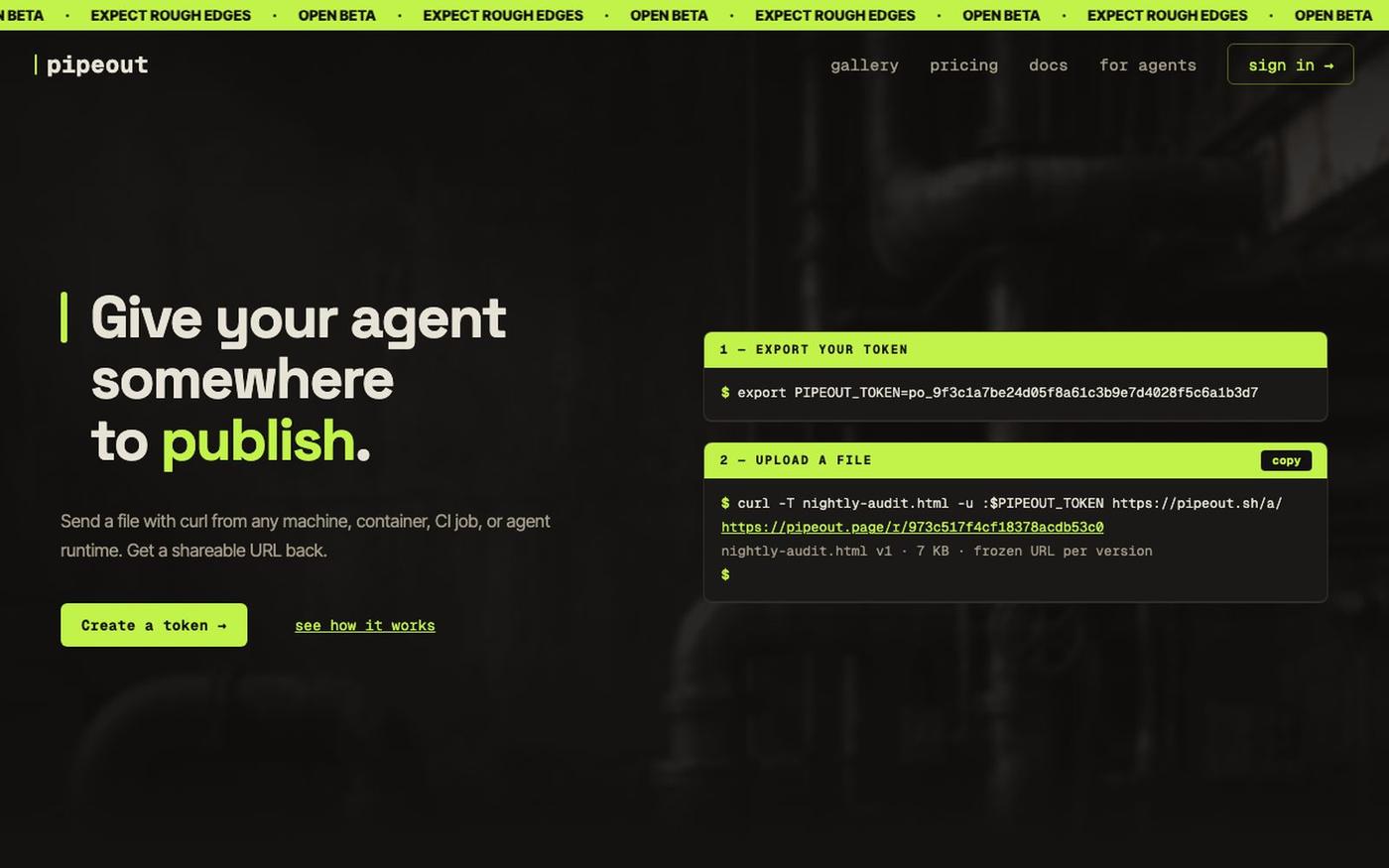 pipeout · Agentic reports made convenient — screenshot