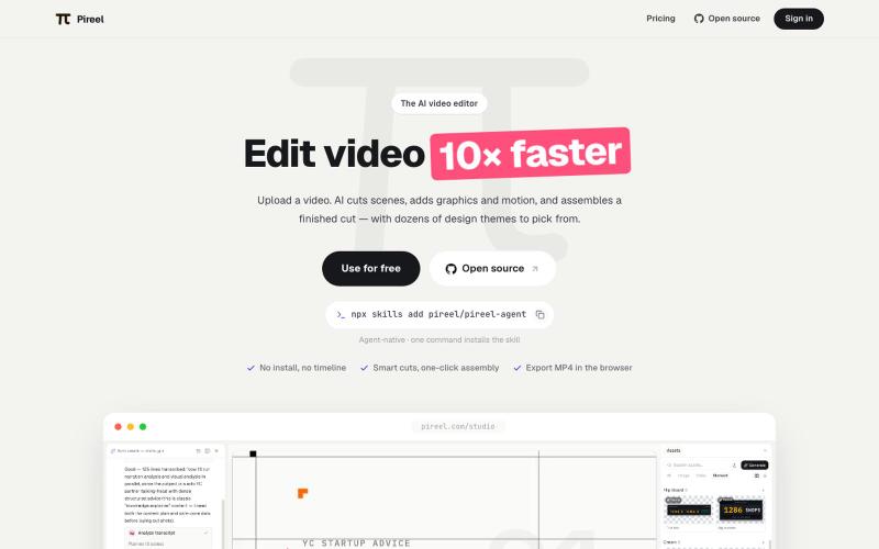 Pireel — The AI video editor — screenshot