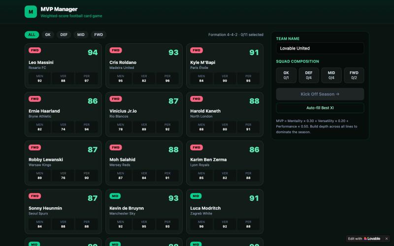 MVP Manager — Football Card Game — screenshot