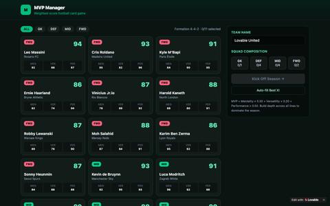 MVP Manager — Football Card Game — screenshot