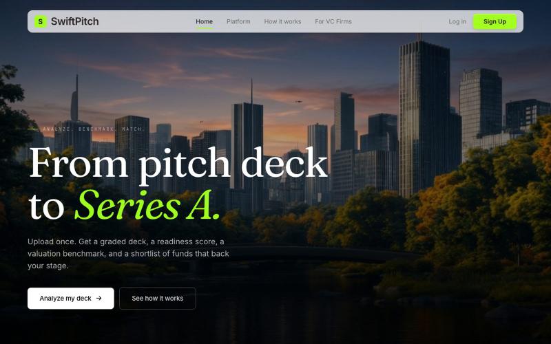 SwiftPitch - From Pitch Deck to Term Sheet — screenshot