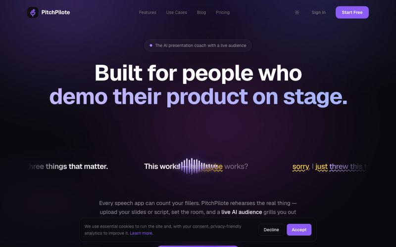 PitchPilote (Pitch Pilot) - AI Speaking Coach for Presentations & Public Speakin — screenshot