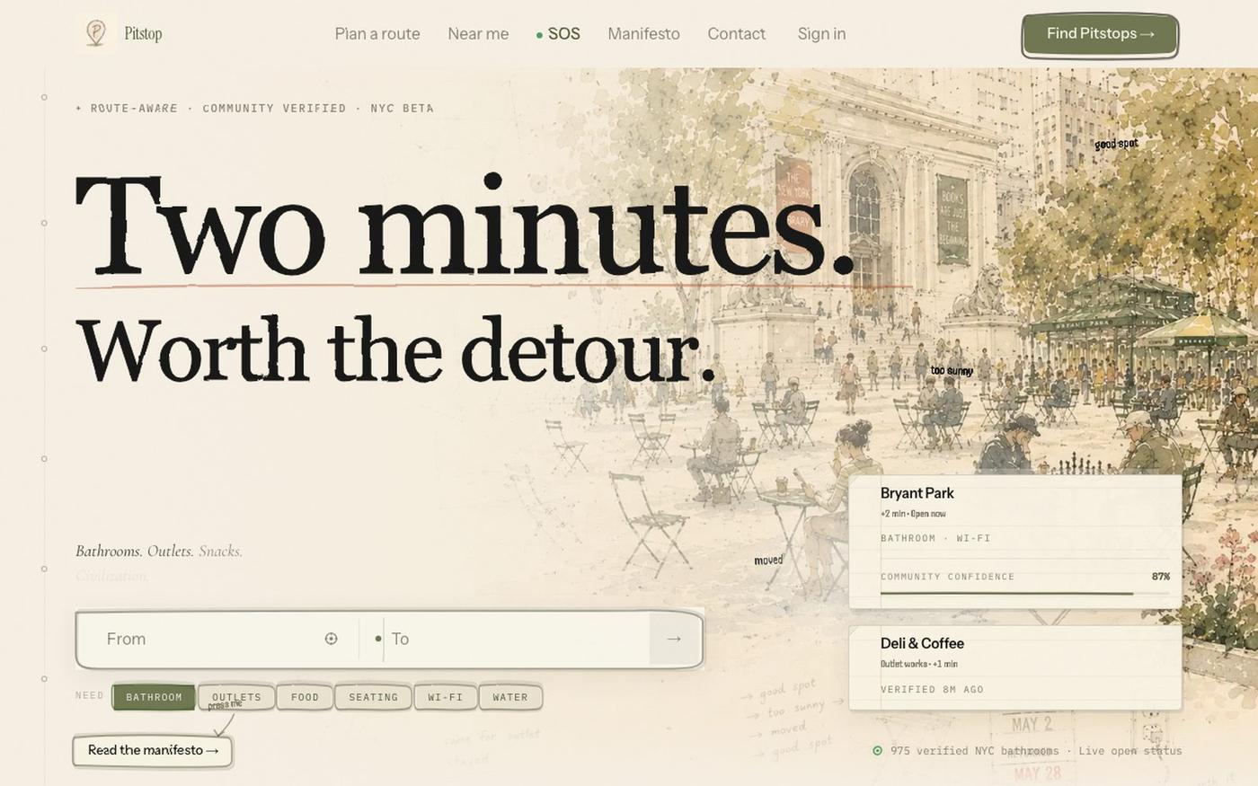 Pitstop — Two minutes. Worth the detour. — screenshot