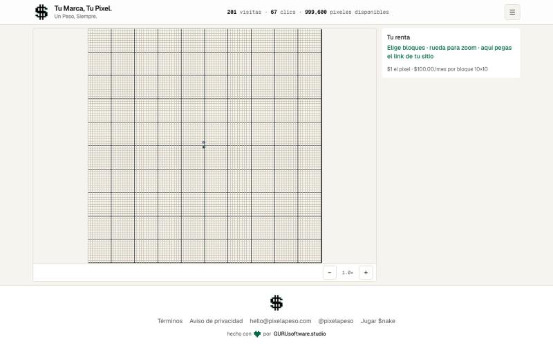 pixelapeso.com — Tu Marca, Tu Pixel. Un Peso, Siempre. — screenshot