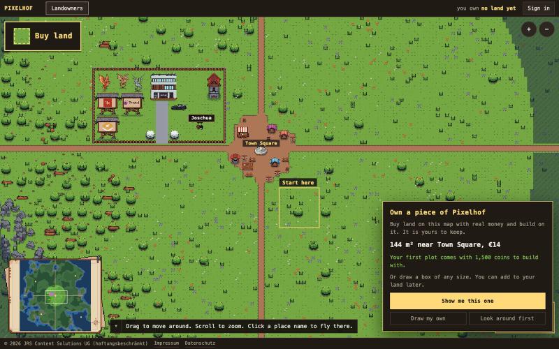 Buy a piece of a pixel-art map · Pixelhof — screenshot