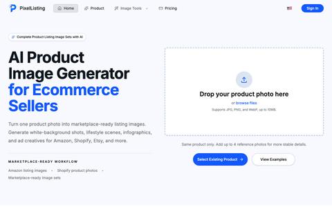 AI Product Image Generator for Ecommerce | PixelListing — screenshot
