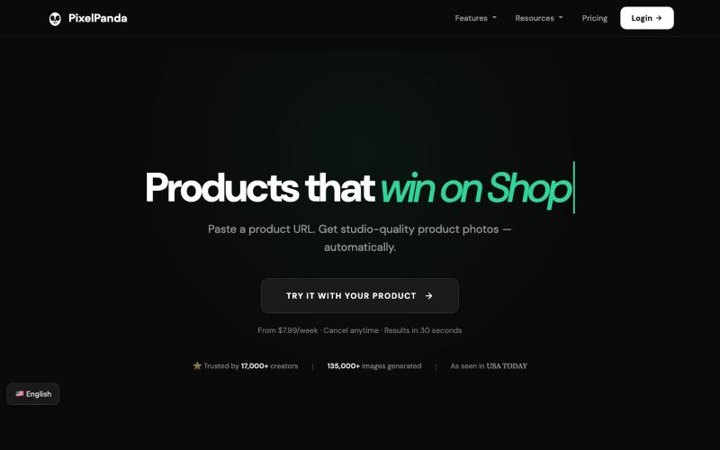 PixelPanda — Product Photos That Sell | AI Product Photography — screenshot