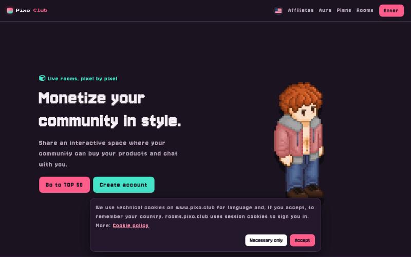 Pixo Club — salas isométricas para creadores — screenshot
