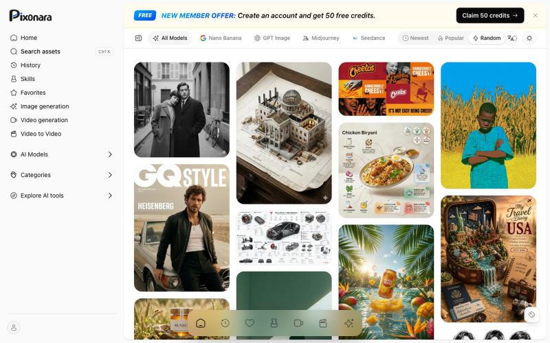 Pixonara | Free GPT Image & Nano Banana Prompts Gallery — screenshot