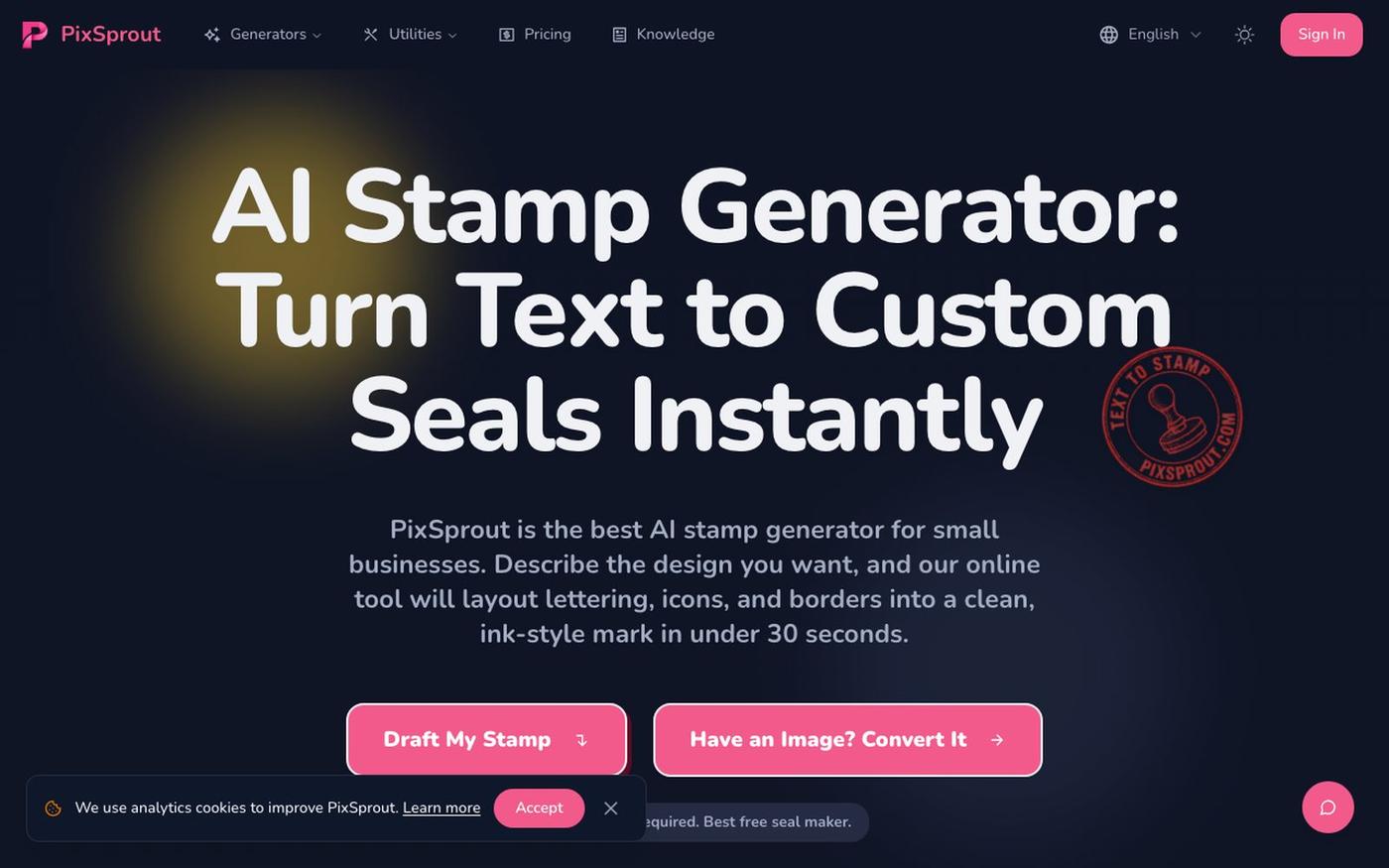 AI Text to Stamp Generator | Create Business & Vintage Seals — screenshot