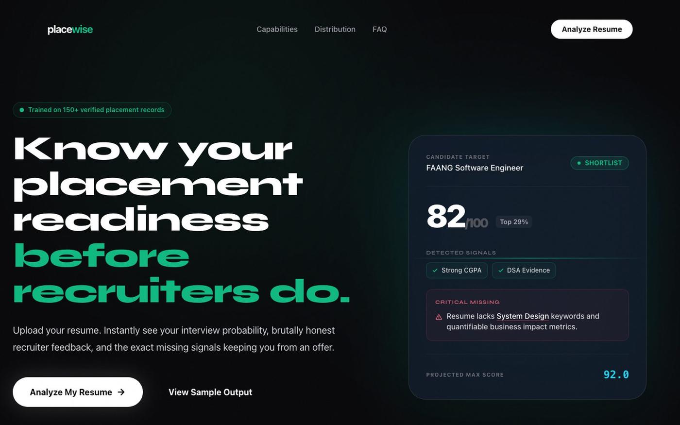 PlaceWise — Know Your Placement Readiness — screenshot
