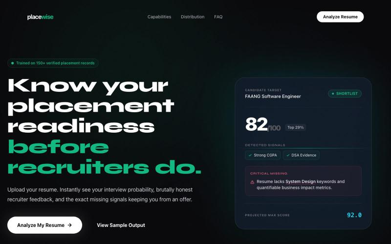 PlaceWise — Know Your Placement Readiness — screenshot