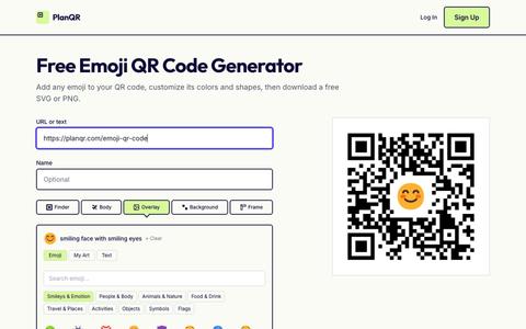 Emoji QR Code Generator — Free SVG Download | PlanQR — screenshot