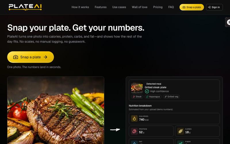 PlateAI | Snap a Meal. Get Instant AI Nutrition. — screenshot