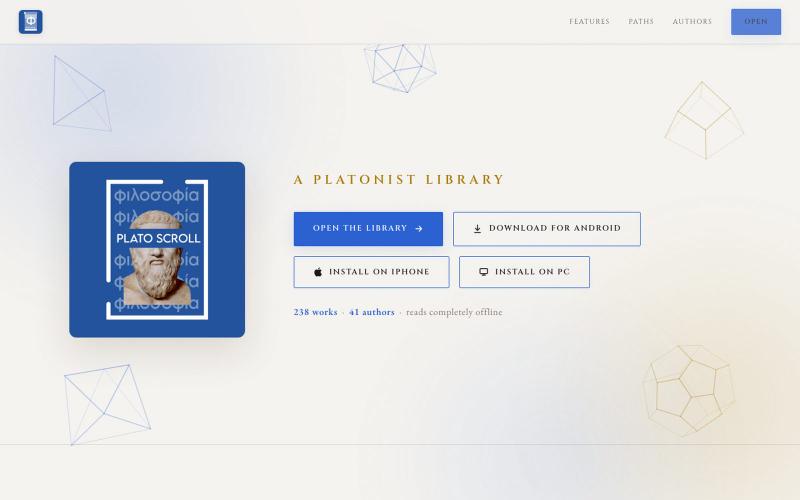 Plato Scroll — A Platonist Library — screenshot