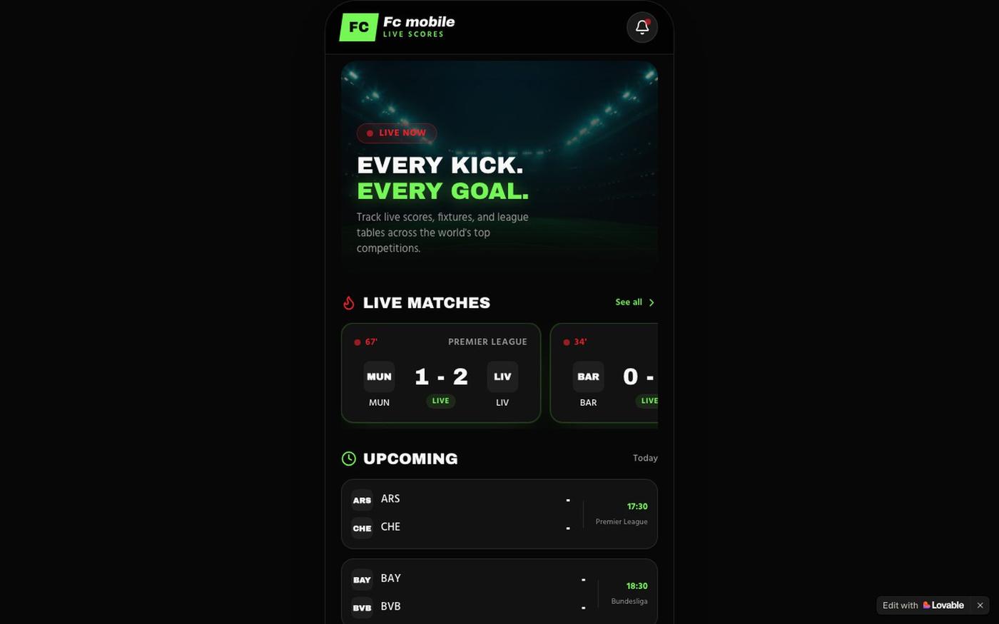 Fc Football — Live Football Scores — screenshot