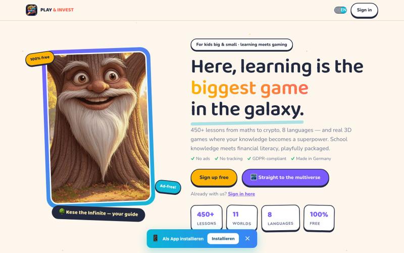 Play & Invest – Spielerisch lernen für Kinder | über 450 Lektionen kostenlos — screenshot