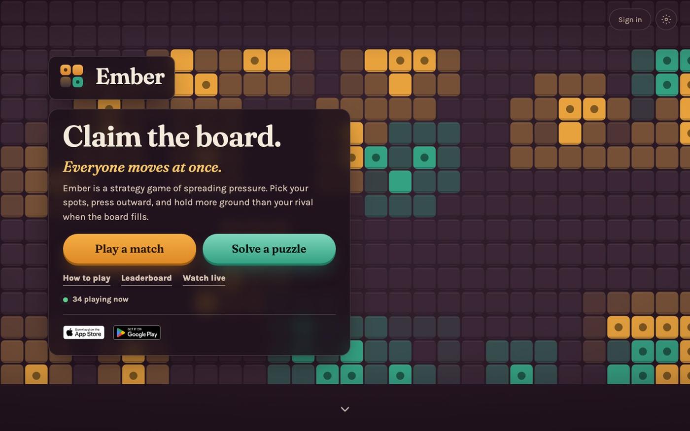 Ember · Claim the board. Everyone moves at once. — screenshot