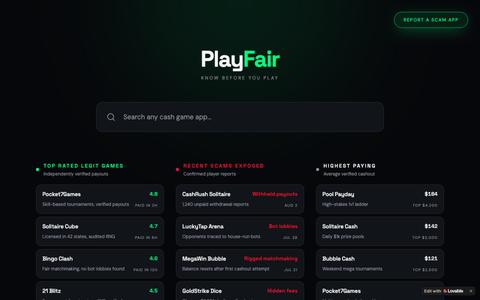 PlayFair — Which Cash Game Apps Actually Pay — screenshot