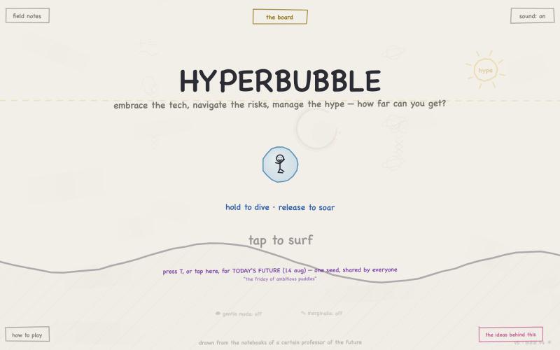 HYPERBUBBLE — embrace the tech, navigate the risks, manage the hype. How far can — screenshot