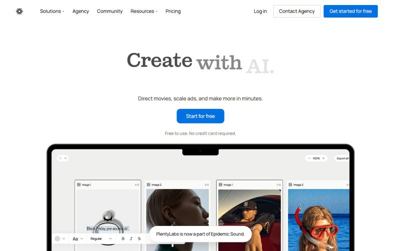 PlentyLabs | AI-Native Creative Agency & Agentic Platform — screenshot