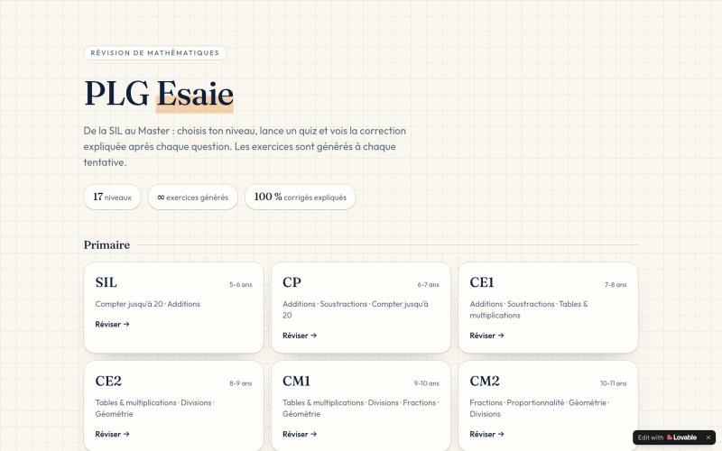 PLG Esaie — Réviser les maths de la SIL au Master — screenshot